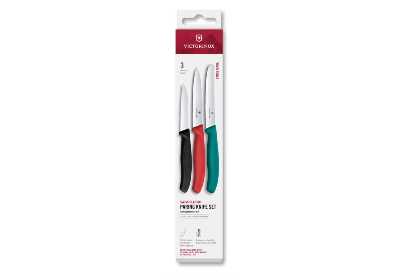 Swiss Classic Paring and Tomato Knife Set, 3 Pieces – Mixed Colors