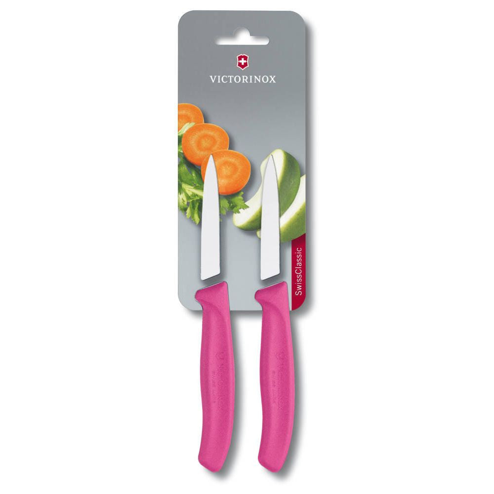 Swiss Classic Vegetable Knife Straight Pointed 8 cm Pink 2 pcs