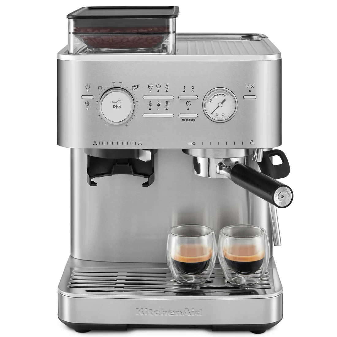 Semi-Automatic Espresso Machine with Burr Grinder – Stainless Steel