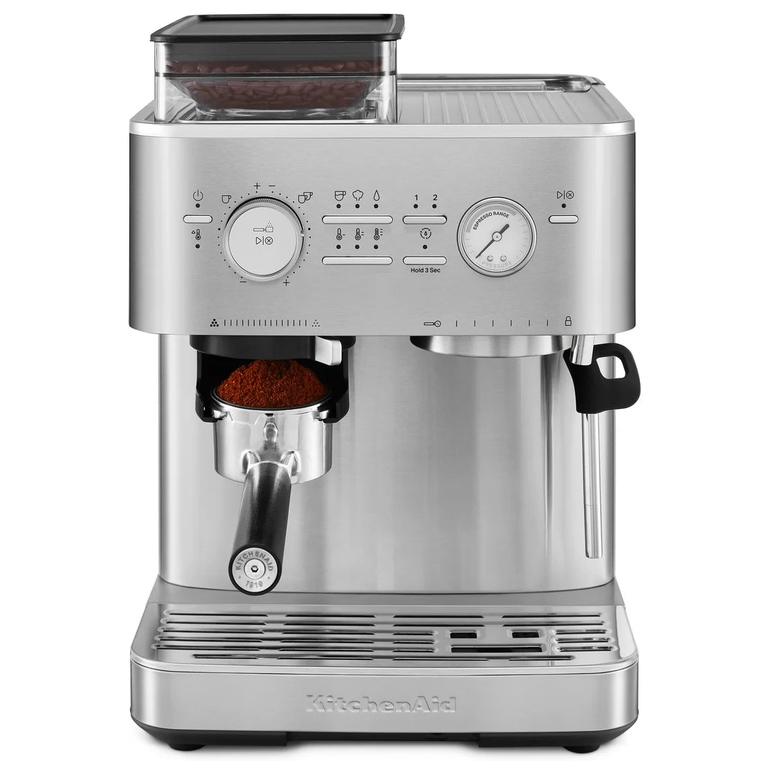 Semi-Automatic Espresso Machine with Burr Grinder – Stainless Steel